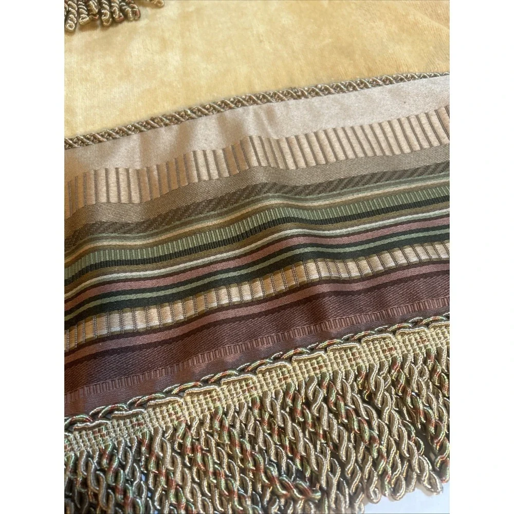 Vintage Croscill Carrington Aqua Cotton Gold Fringe Trimmed Bath Towel Set Of 3‎